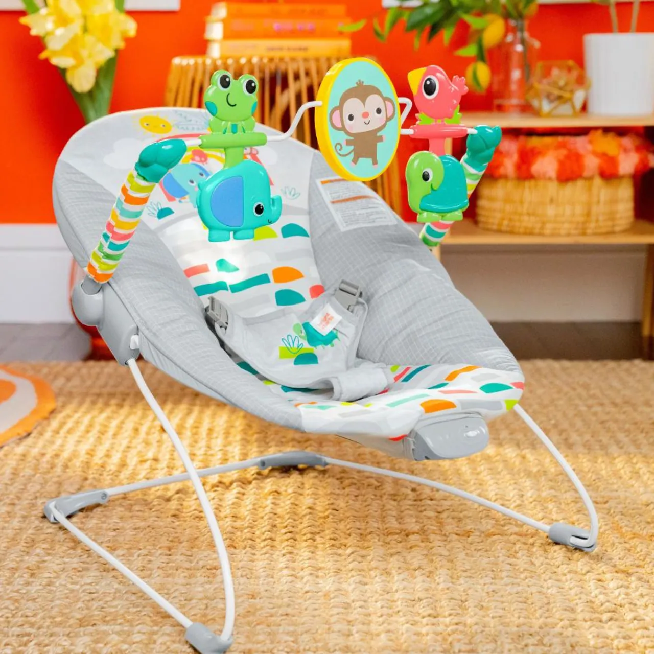 Bright Starts Playful Paradise Vibrating Baby Bouncer Hot