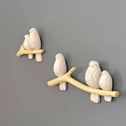 Crane Baby Wooden Perch Wall Decor - 2pc Fashion