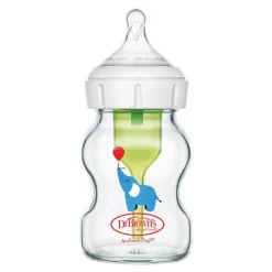 Dr Browns Natural Flow Anti-Colic Options+ Glass Wide Neck Bottle Hot