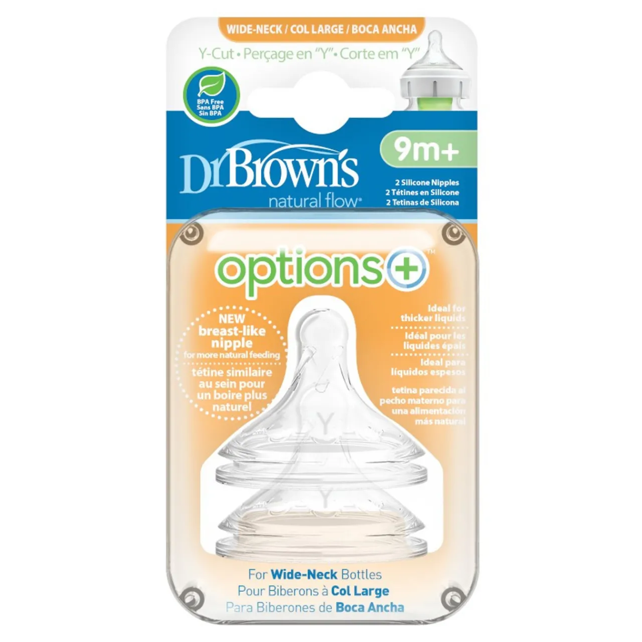 Dr Browns Y-Cut Options+ Wide Neck Silicone Teats 2 pack Discount
