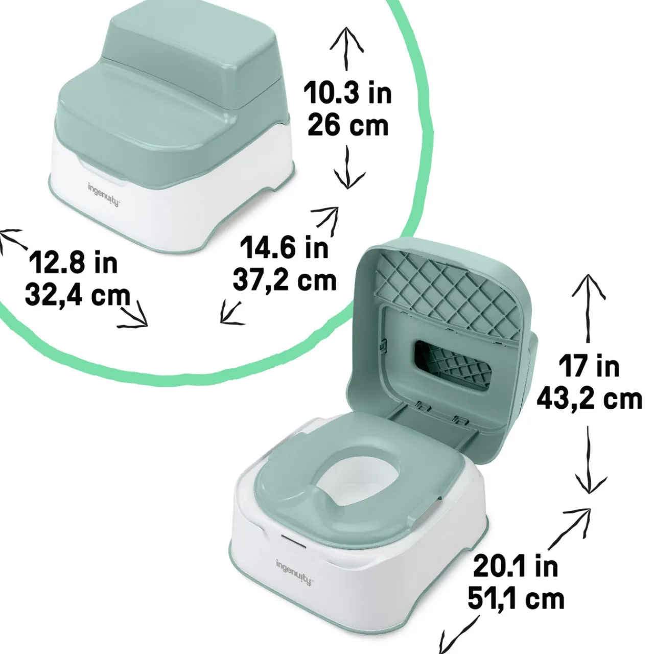 Ingenuity Prepare to Potty 3-in-1 Potty & Step Stool System Teal Sale