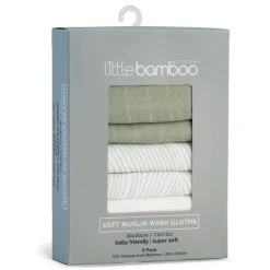 Little Bamboo Muslin Washers 6 Pack New
