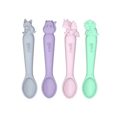 Melii Silicone Spoons 4 Piece Animal Set New