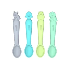 Melii Silicone Spoons 4 Piece Animal Set New