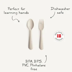 Mushie Dinnerware Fork & Spoon Set Hot