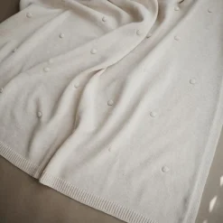 Mushie Textured Dots Knitted Blanket - Clearance Off White Melange Sale