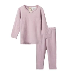 Nature Baby Long Sleeve Merino Pointelle Pyjamas 2pc Lilac Discount