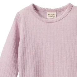 Nature Baby Merino Pointelle Long Sleeve Cloud Tee Lilac Clearance
