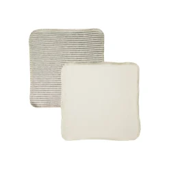 Nature Baby Organic Jersey Face Cloth - 10pk Grey Stripe Outlet