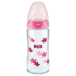 Nuk First Choice Glass Bottle Wide Neck Pink Hot