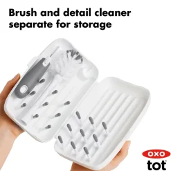 OXO Tot On the Go Drying Rack & Bottle Brush Grey Fashion