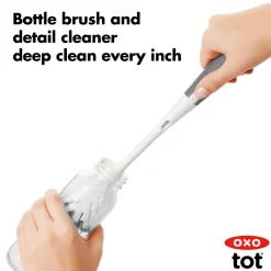 OXO Tot On the Go Drying Rack & Bottle Brush Grey Fashion