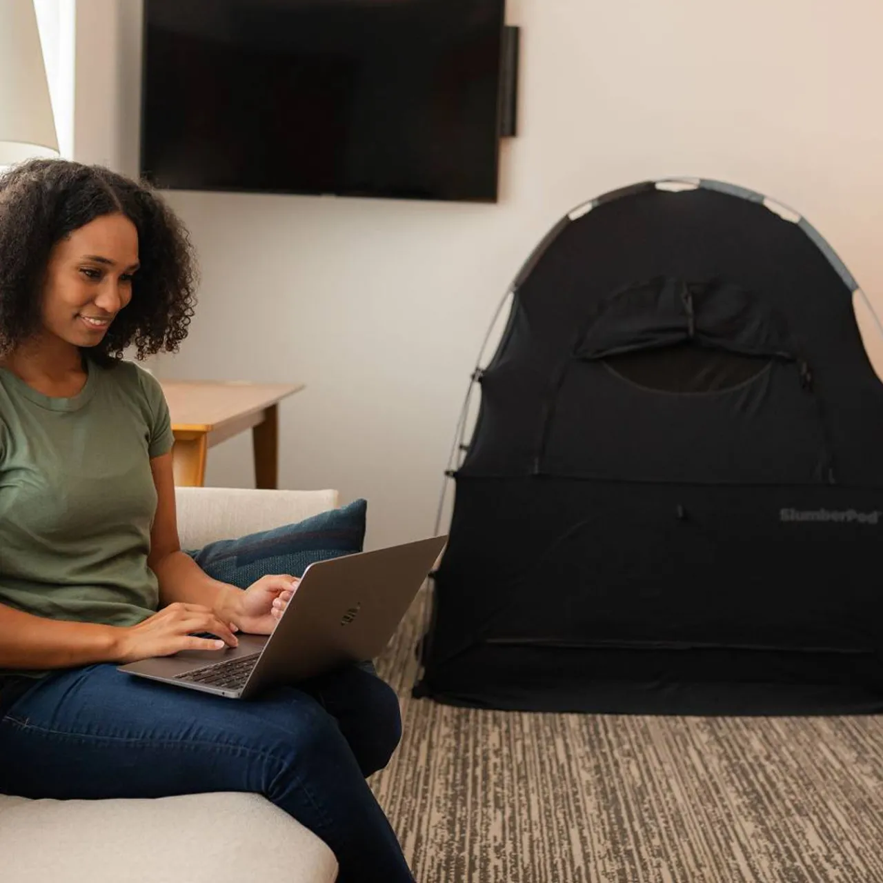 Slumberpod out Sleep Tent for a Travel Cot, Cot or Air Mattress Black Hot