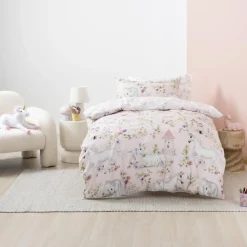 Squiggles Cotton Duvet Cover Set - Unicorn Blossom Best