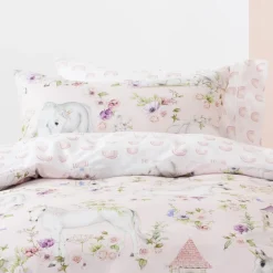 Squiggles Cotton Duvet Cover Set - Unicorn Blossom Best