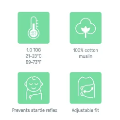 SwaddleMe by Ingenuity Muslin Original Stage 1 1.5 tog Swaddle 1pk Clearance