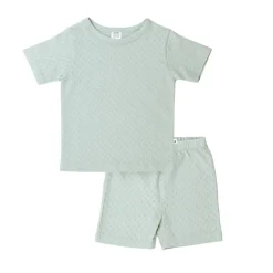 The Sleep Store Organic Cotton Pointelle Summer Pyjamas Sage Discount