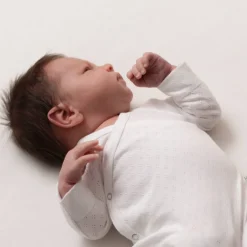 The Sleep Store Organic Cotton Pointelle Kimono Long Sleeve Bodysuit Cream Discount