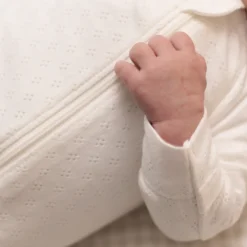 The Sleep Store Organic Cotton Pointelle Footed Zipsuit Cream Online