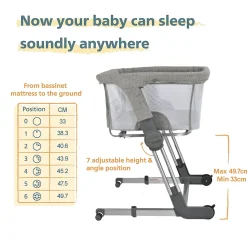 Unilove Hug Me Plus Airflow 3-in-1 Bedside Bassinet with Mosquito Net Denim Blue Outlet