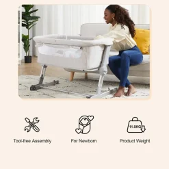 Unilove Hug Me Plus 3-in-1 Bedside Bassinet with Mosquito Net Shadow Grey Outlet