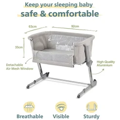 Unilove Hug Me Plus 3-in-1 Bedside Bassinet with Mosquito Net Shadow Grey Outlet