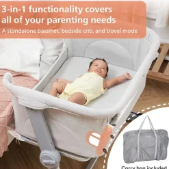Unilove Hug Me Plus 3-in-1 Bedside Bassinet with Mosquito Net Shadow Grey Outlet