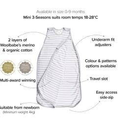 Woolbabe Mini 3-Seasons Side Zip - 0-9 months Fashion