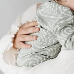 Woolbabe X BO & KO Collab Pyjama Suit Flax Ngaru Clearance