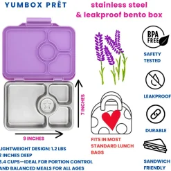 YumBox Pret Stainless Steel 4 Compartment Bento Lunchbox New
